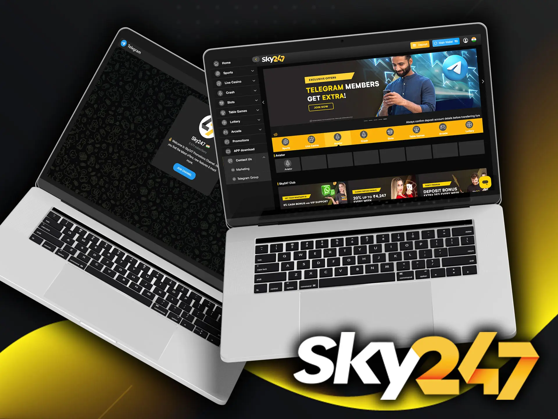 Get your questions answered quickly by using the Telegram messenger to connect with Sky247 Casino.