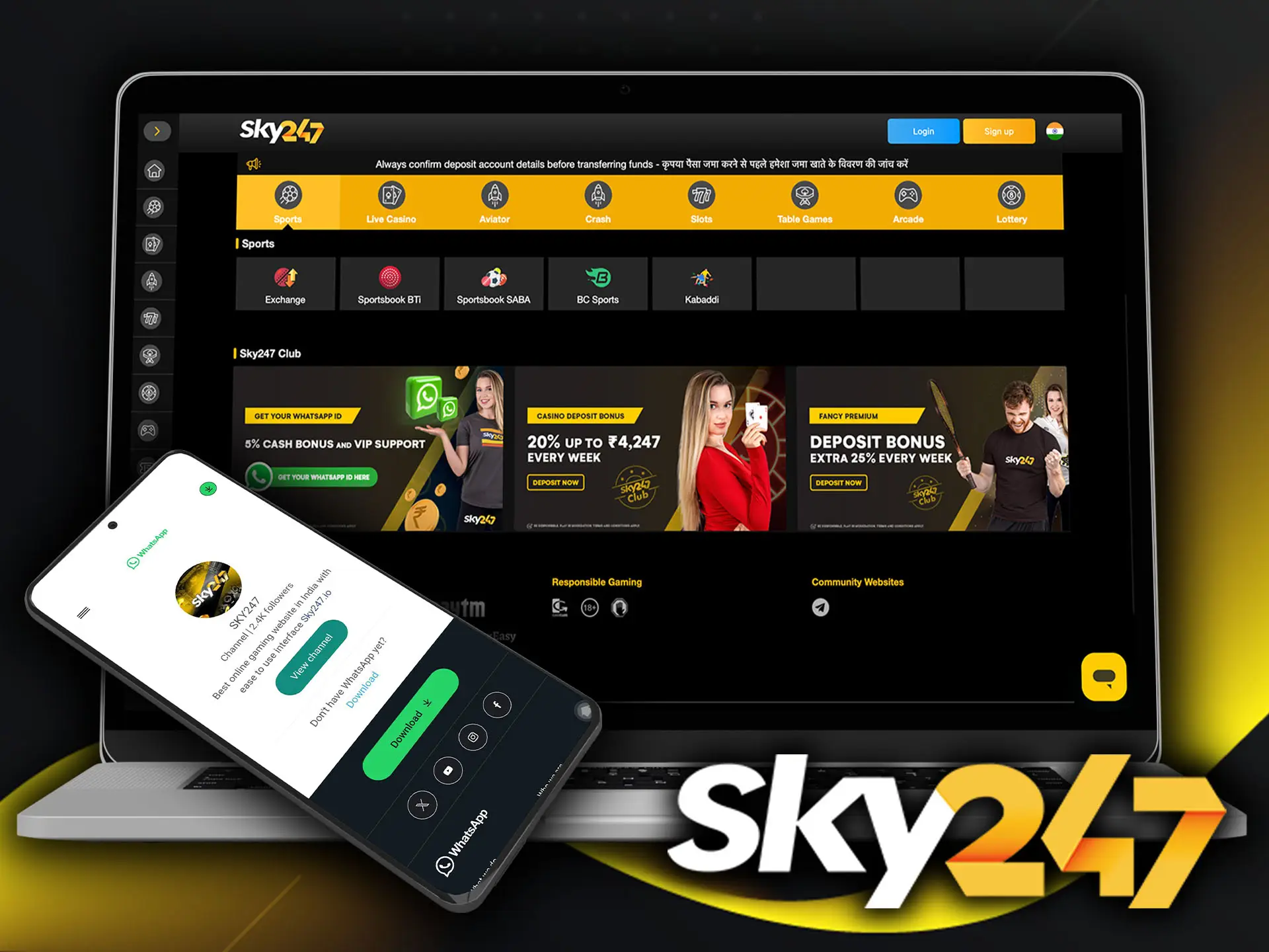 Feel free to message Sky247 support on WhatsApp to discuss any issues you may have.