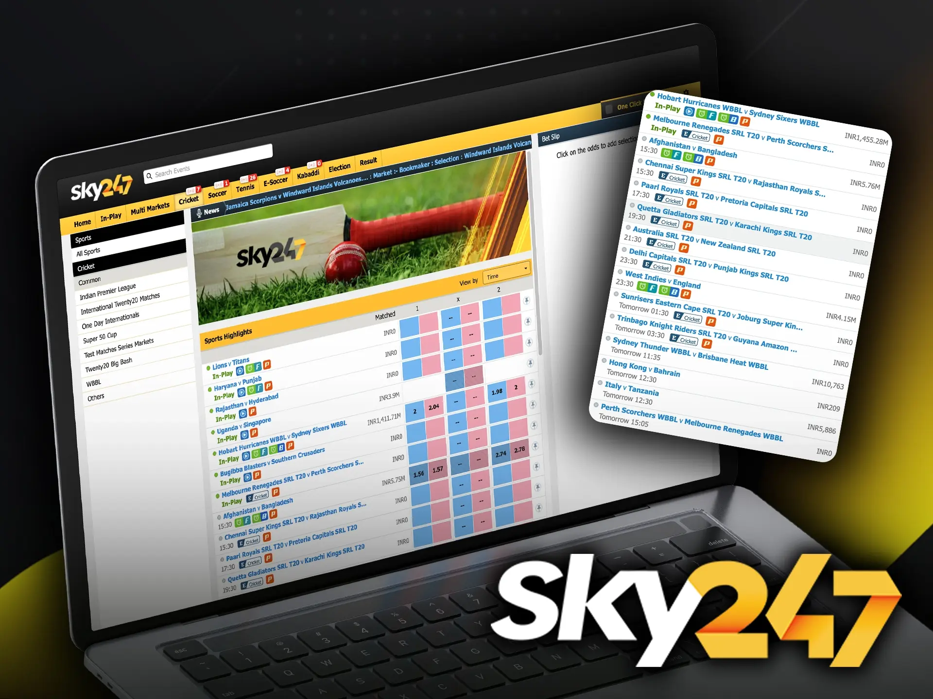 Get the full rundown of all cricket leagues and tournaments available at Sky247.