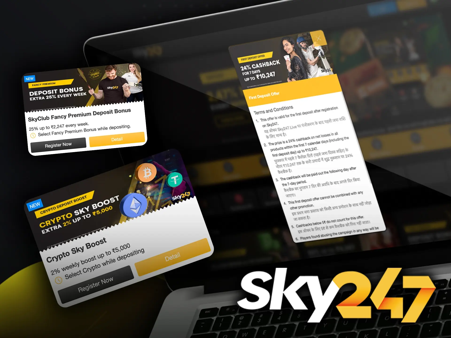 Take advantage of Sky247's cricket bonuses to give your starting balance a significant lift.