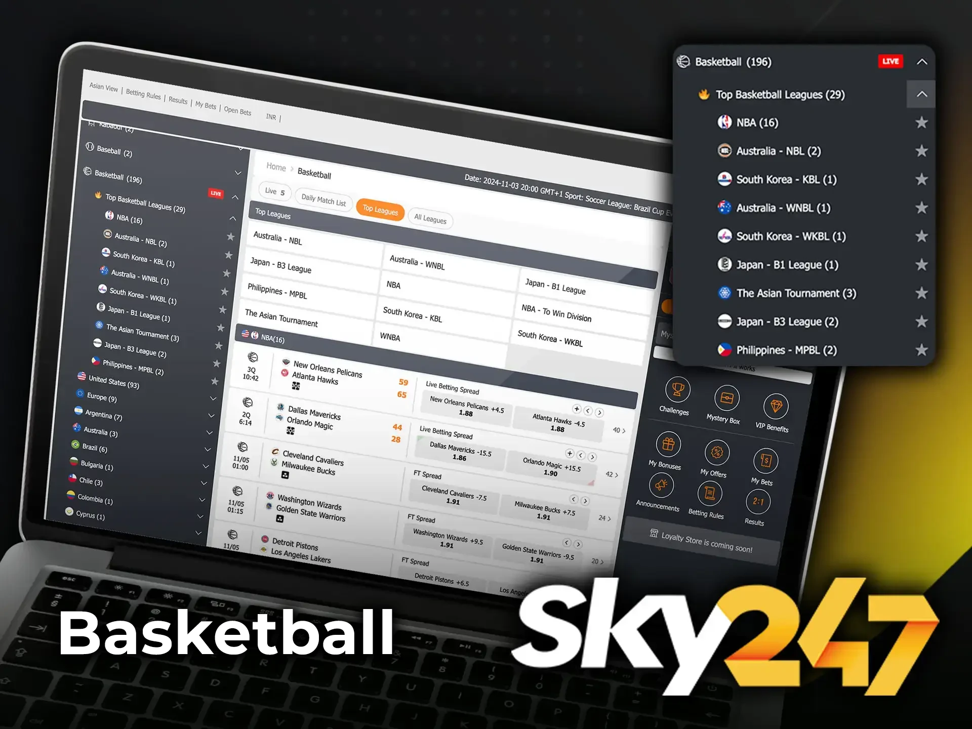 Analyze the latest basketball stats and place your winning predictions with the Sky247 bookmaker.