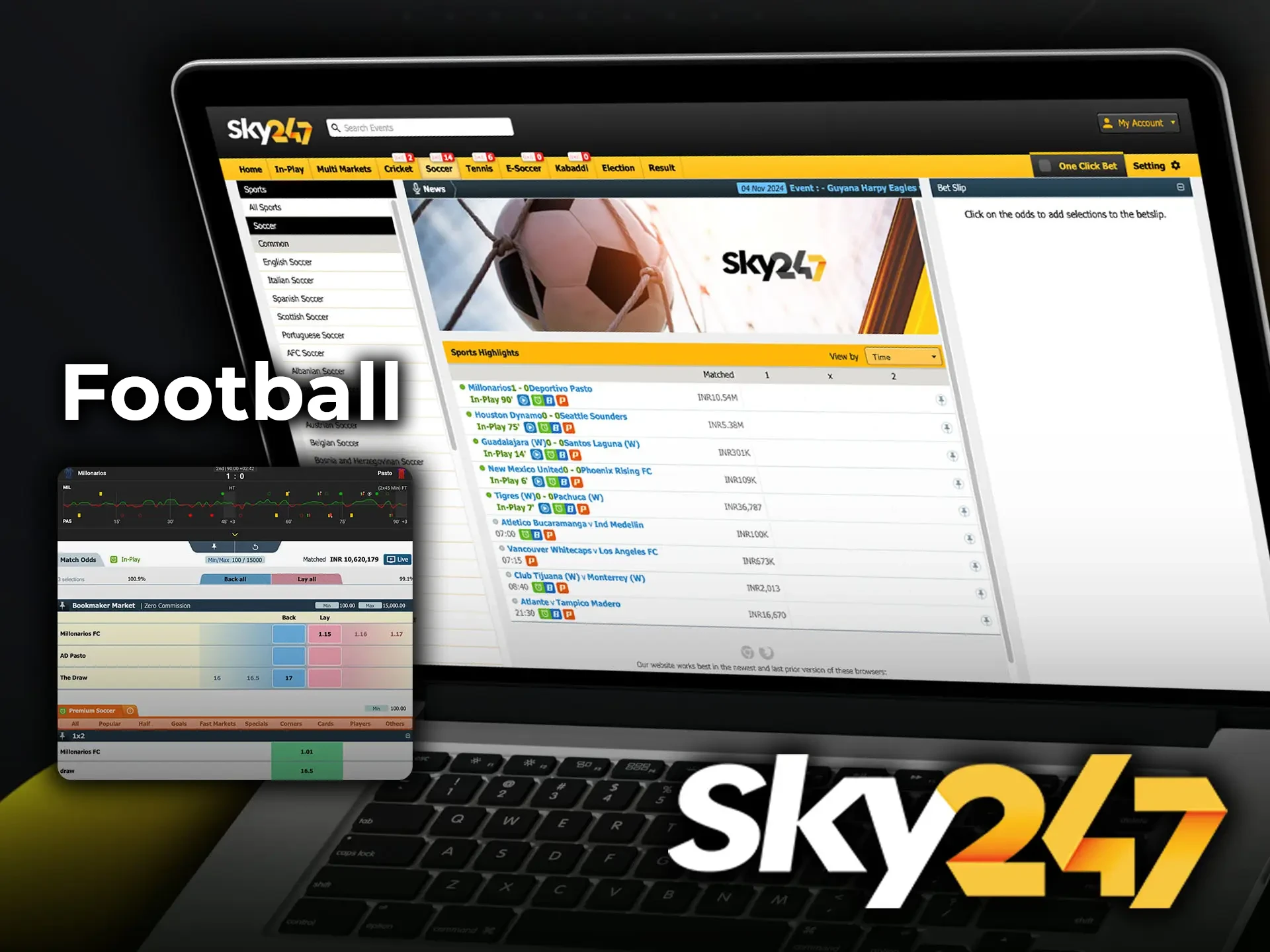 Put your football expertise to the test and make winning predictions at the Sky247 betting site.