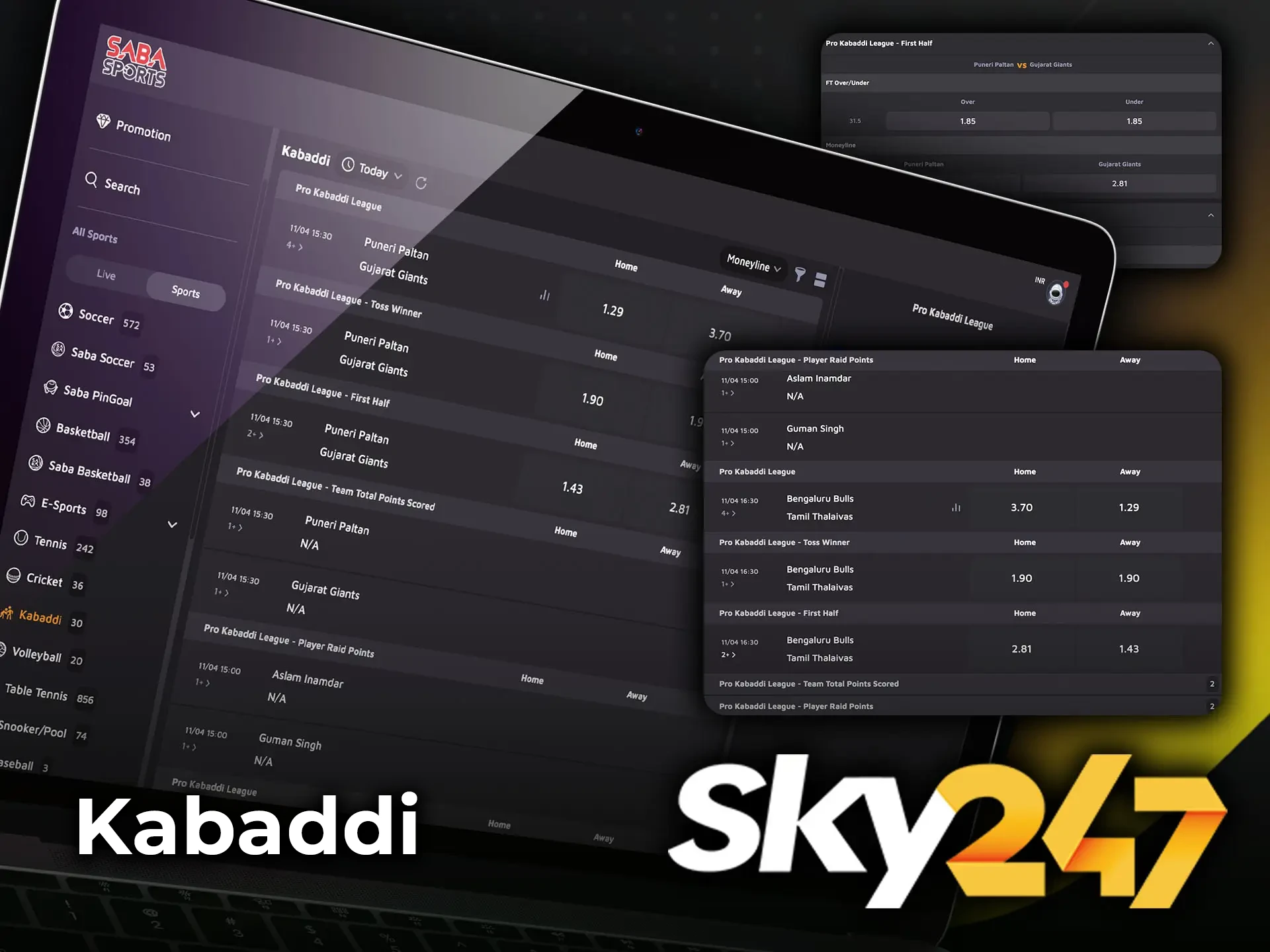 Turn your Kabaddi knowledge into profit by predicting the outcomes of the most famous events at Sky247.
