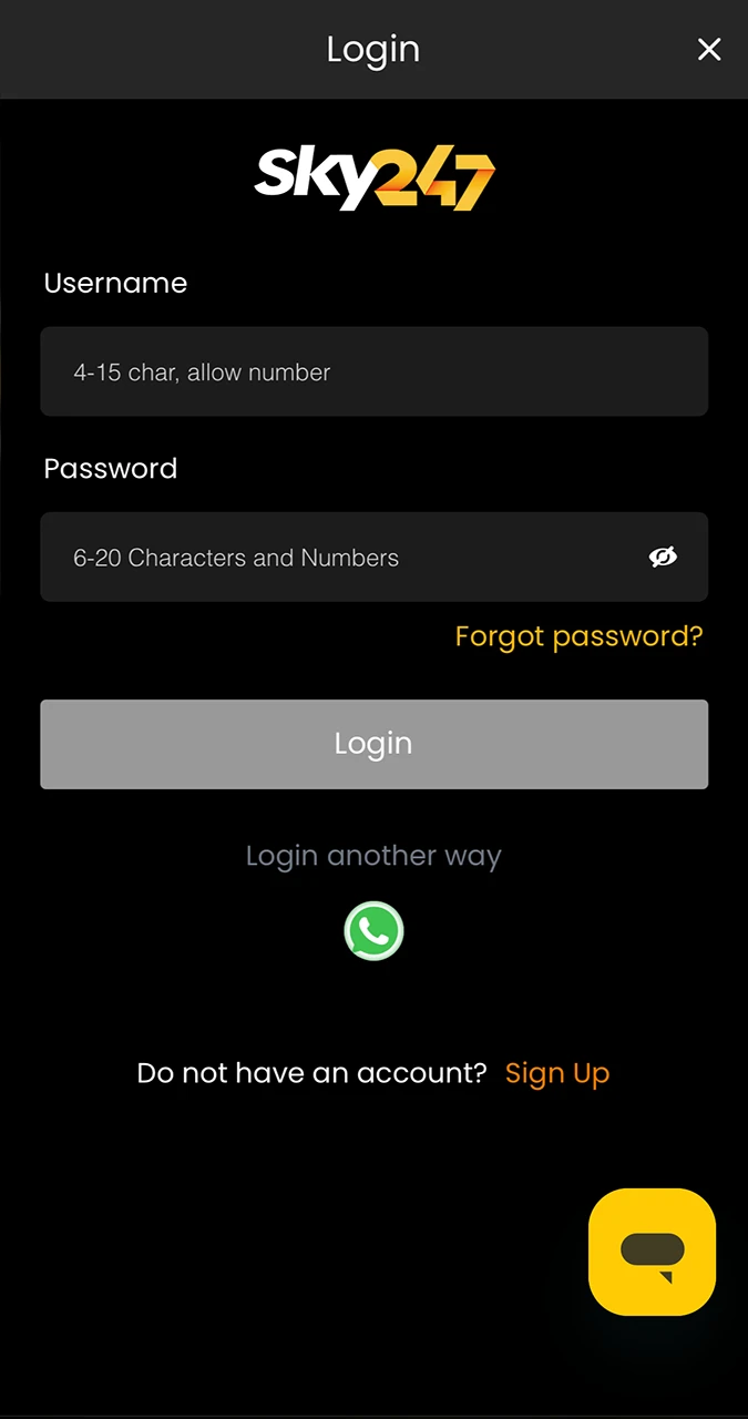 Make sure there are no typos in your Sky247 login credentials.