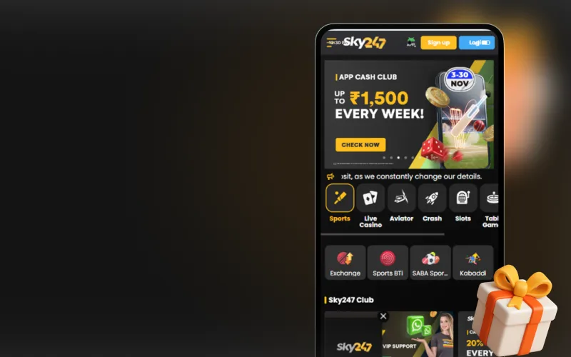 Unlock a variety of weekly perks by joining the Sky247 App Cash Club.