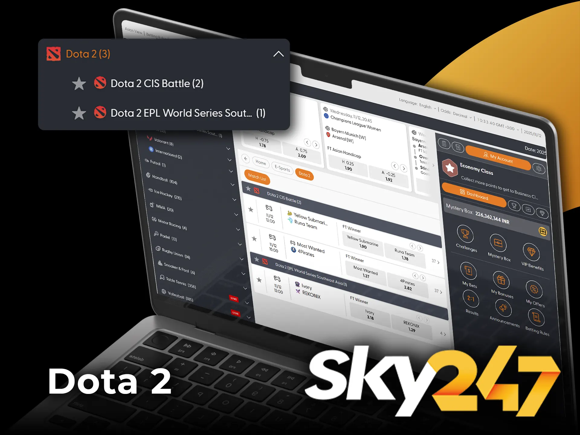 Support your favorite Dota 2 squad by placing a bet at Sky247.