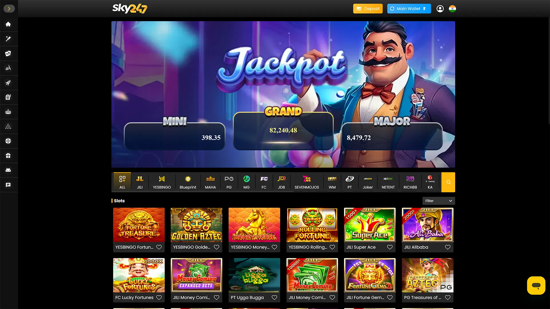 Discover the highest-quality slots and table games available at Sky247.
